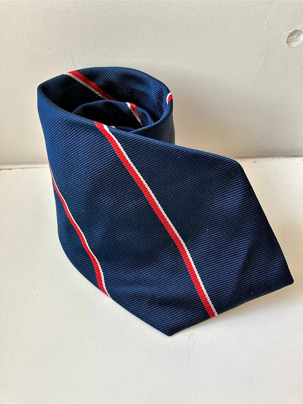 Tom James Striped Silk Tie in Blue & Red necktie